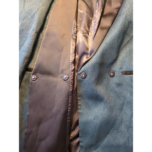 H&M Emerald Green Holiday Jacket Sz 6 Long Single Breasted Sparkle Satin Lapel - Picture 6 of 8